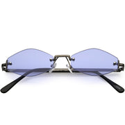 zeroUV 1990's Small Rimless Color Tone Geometric Hexagon Sunglasses C591 Sunglasses