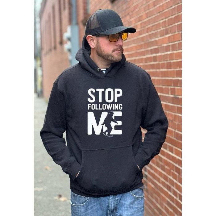 Stop Following Me Bigfoot Graphic Hoodie