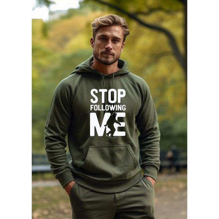 Stop Following Me Bigfoot Graphic Hoodie