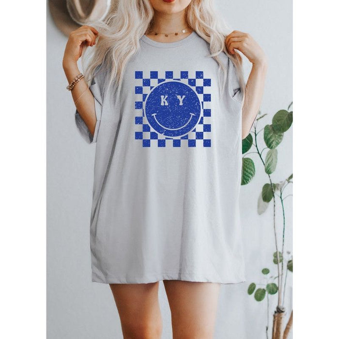 KY Smile Checkered Graphic State Tee