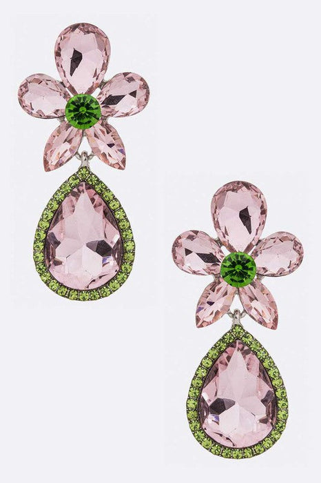 Crsytal Flower Chandelier Earrings