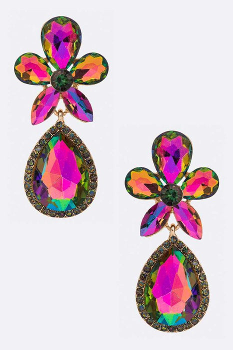 Crsytal Flower Chandelier Earrings