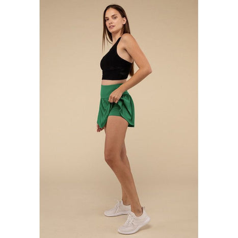 Wide Band Tennis Skirt with Zippered Back Pocket