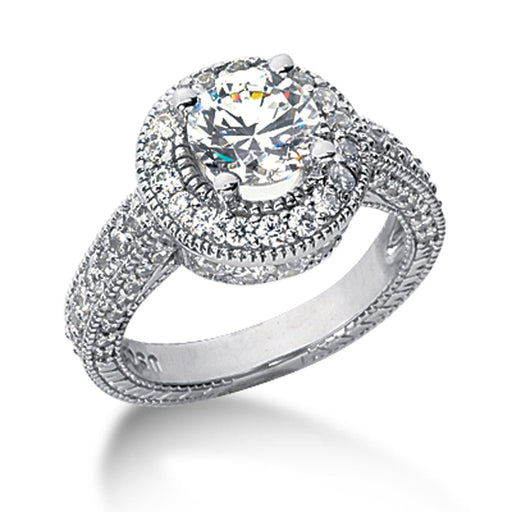 Bids.com 14k White gold Vintage Halo Diamond Semi-Mount Rings