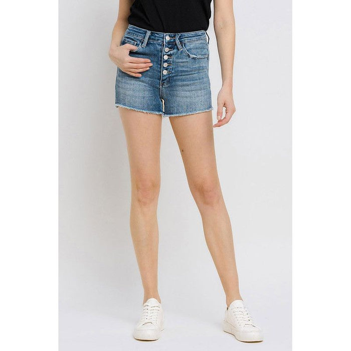 Super High Rise Button Up Stretch Shorts