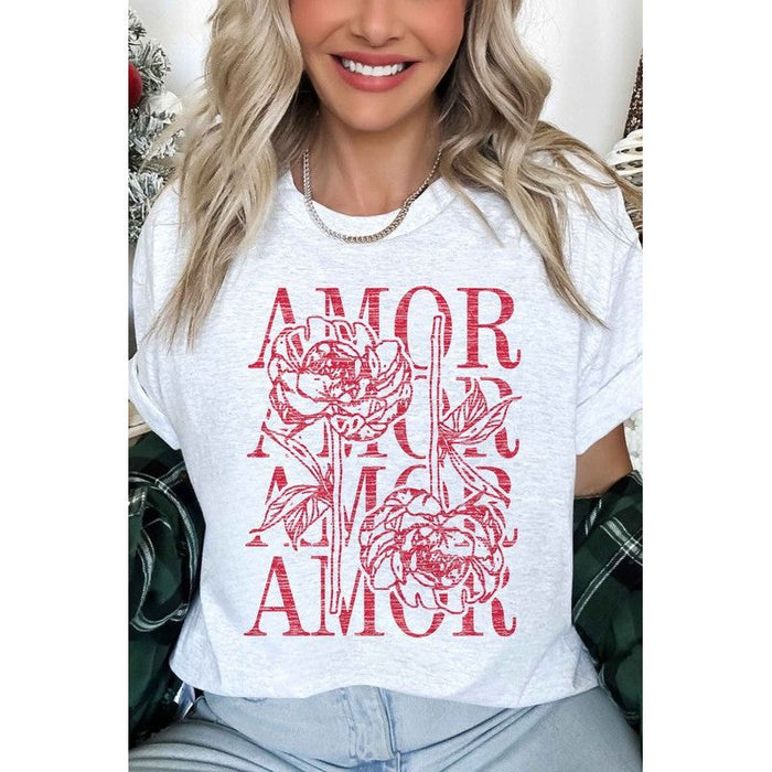 Amor Love Rose Valentine Oversized Graphic Tee