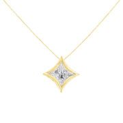 Bids.com 10K White Gold 1/10 Cttw Bezel Set Solitaire Princess Cut Diamond Kite Shaped Pendent Necklace - 18" Inches Necklaces