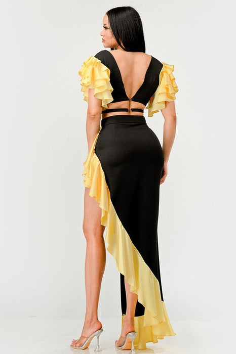 Sunset Ruffle Glamour Gown