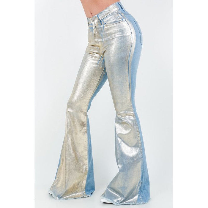 Bell Bottom Jean in Gold Foil