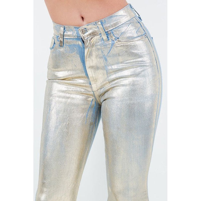 Bell Bottom Jean in Gold Foil