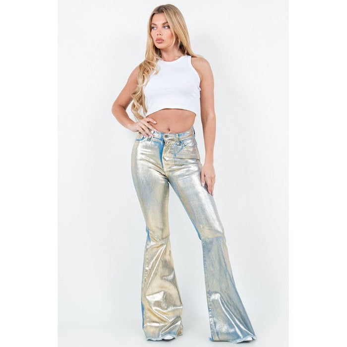 Bell Bottom Jean in Gold Foil