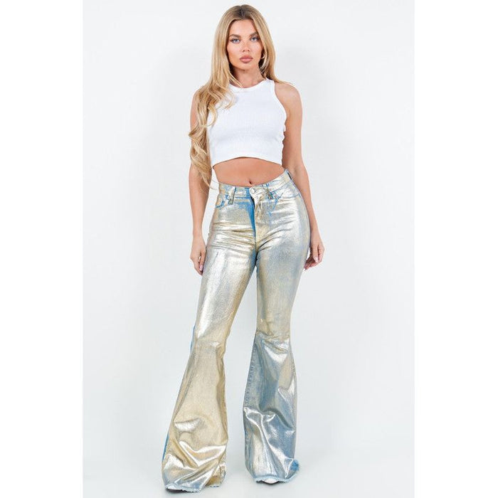 Bell Bottom Jean in Gold Foil