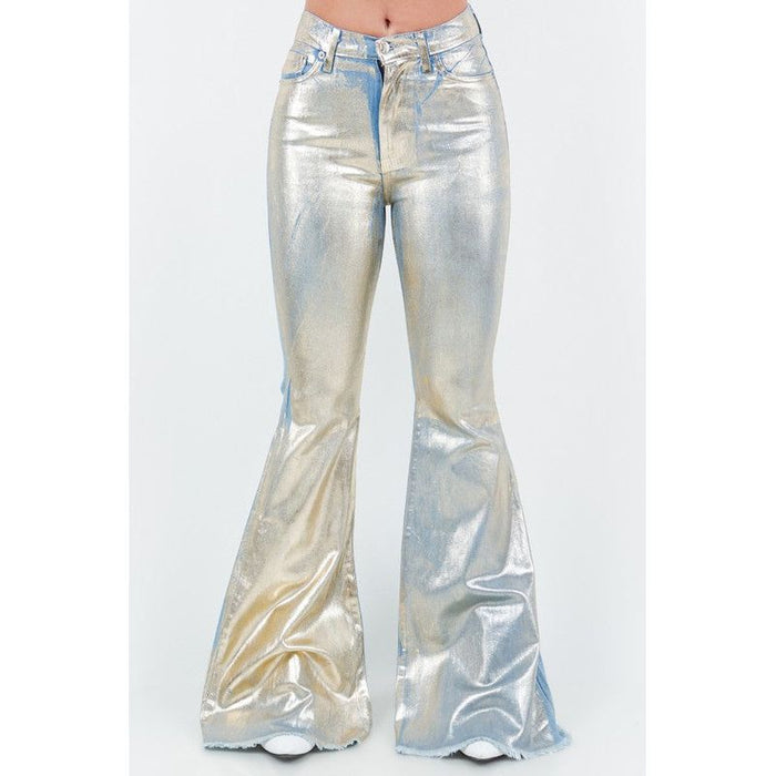 Bell Bottom Jean in Gold Foil