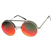 zeroUV Retro Round Steampunk Mirrored Lens Flip Up Sunglasses 8966 Sunglasses