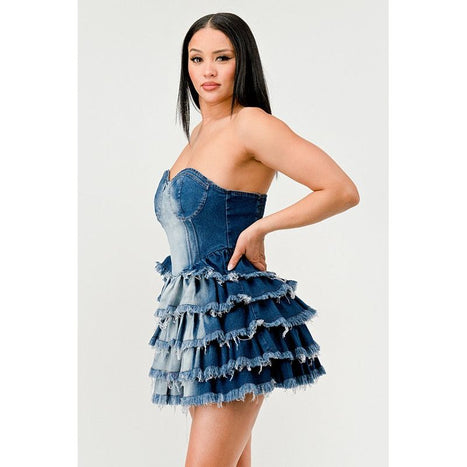 Denim Delight Tiered Ruffle Dress