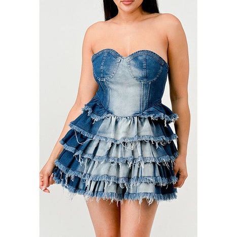 Denim Delight Tiered Ruffle Dress