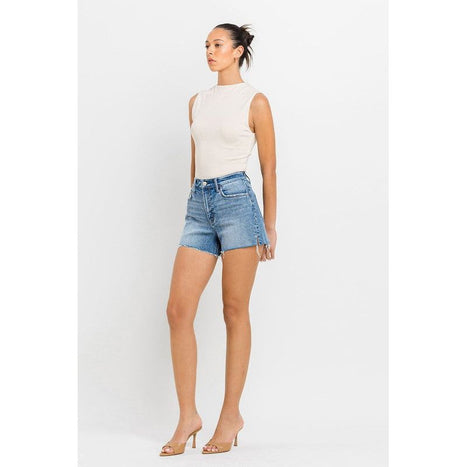 High Rise Side Slit A Line Shorts