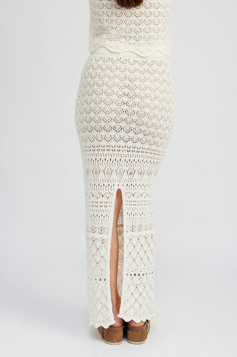 FITTED CROCHET MAXI SKIRT WITH SLIT