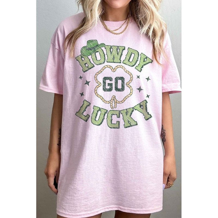 Howdy Go Lucky St Patrick's Oversized Graphic Tee