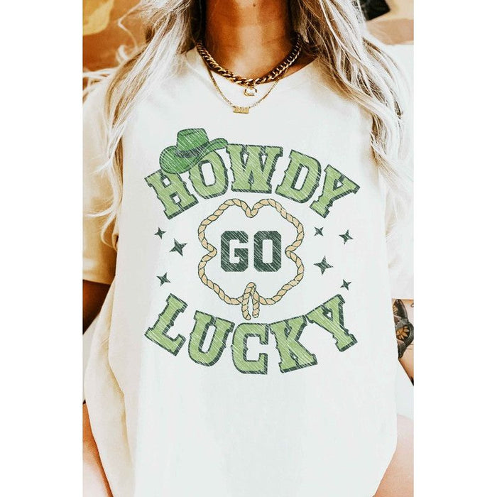 Howdy Go Lucky St Patrick's Oversized Graphic Tee