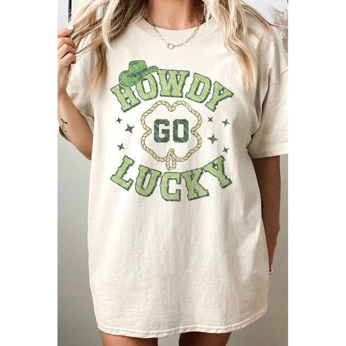 Howdy Go Lucky St Patrick's Oversized Graphic Tee