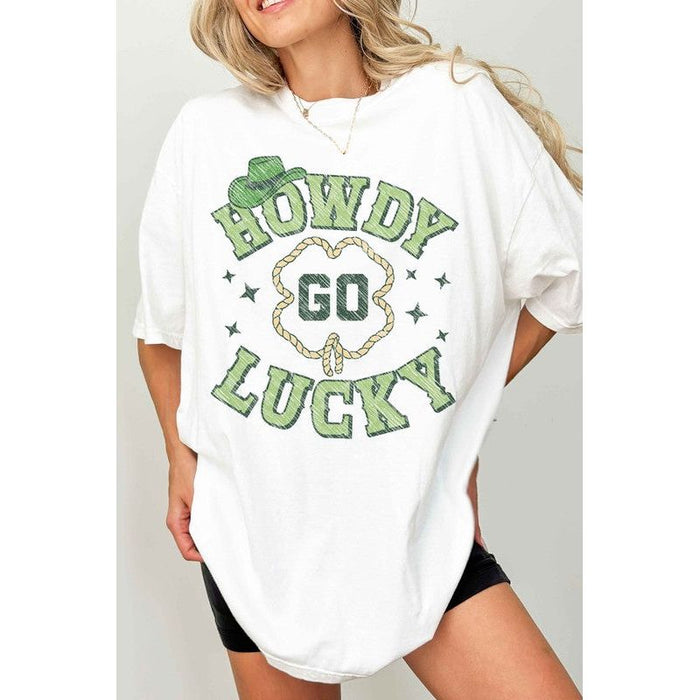 Howdy Go Lucky St Patrick's Oversized Graphic Tee