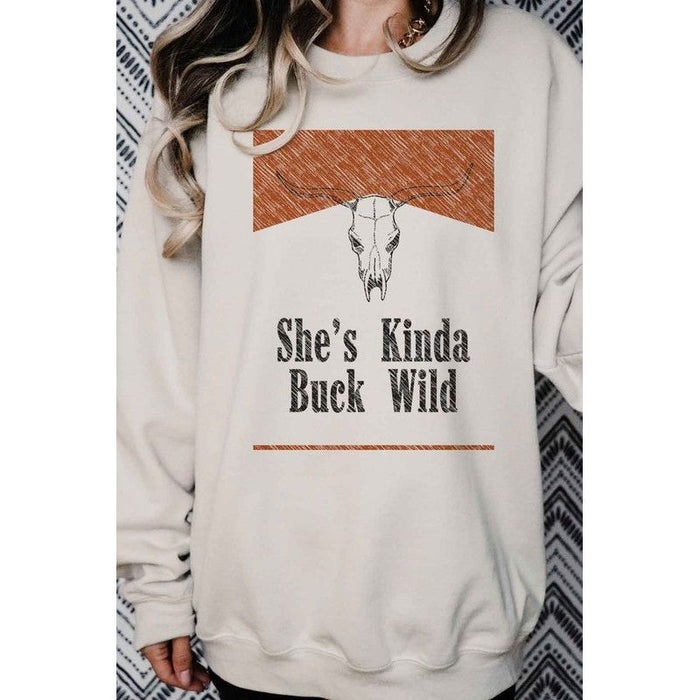 SHES KINDA BUCK WILD OVERSIZED SWEATSHIRT