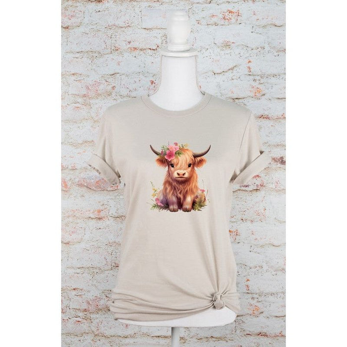 Pink Baby Highland Cow Graphic Tee