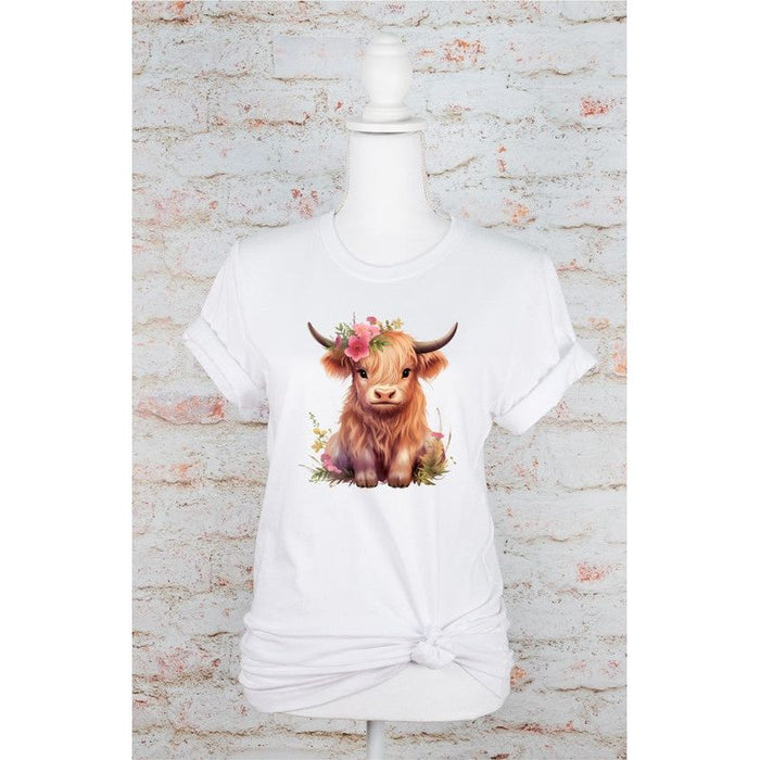 Pink Baby Highland Cow Graphic Tee