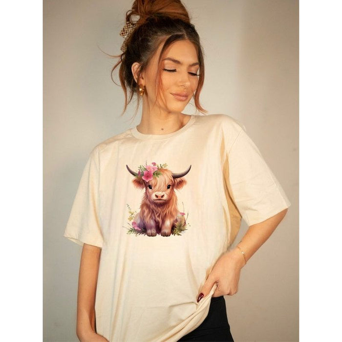 Pink Baby Highland Cow Graphic Tee