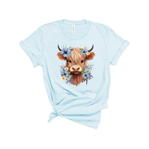 BLUE Baby Highland Cow Graphic Tee