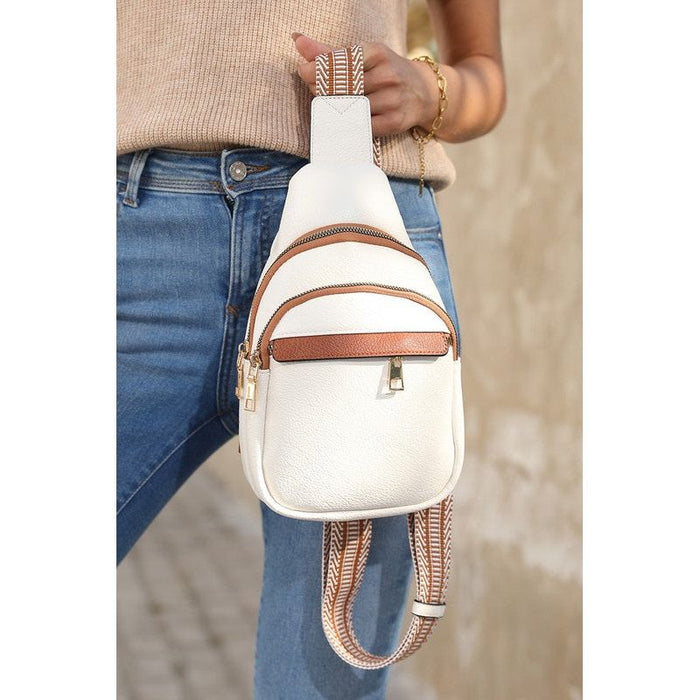 White Casual Multi Zipped Street penny Sling Bag