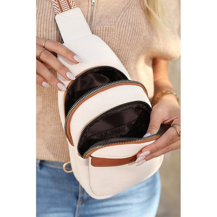 White Casual Multi Zipped Street penny Sling Bag