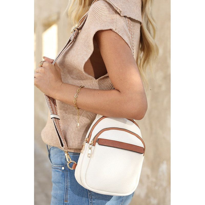 White Casual Multi Zipped Street penny Sling Bag