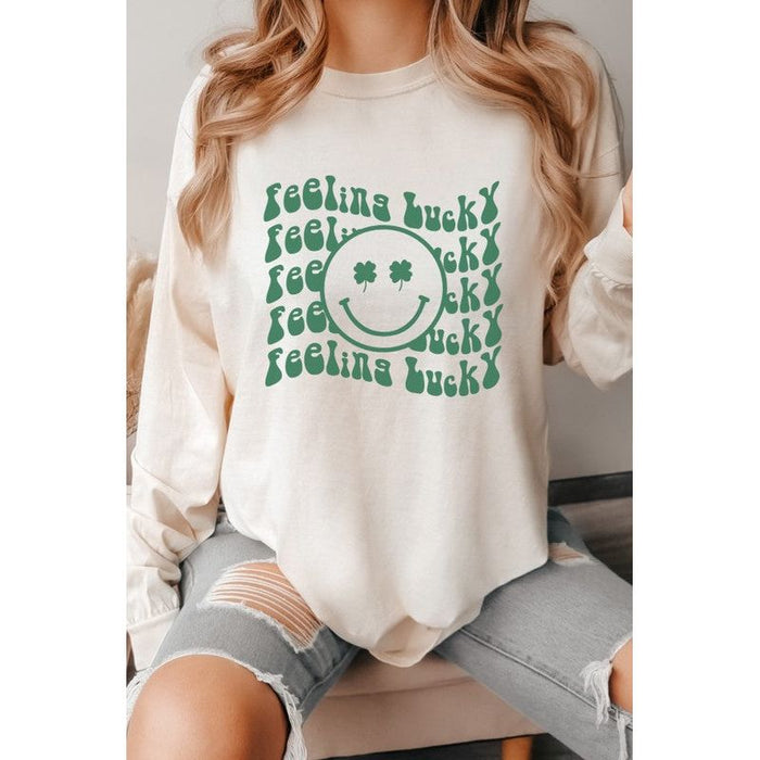 Feeling Lucky St Patrick's Smiley Face Long Sleeve