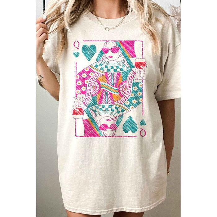 Queen Of Hearts Oversized Graphic Tee