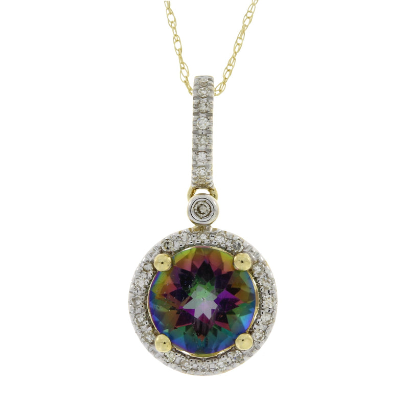 Bids.com Mystic Fire Topaz Fashion Pendants 14KT Yellow Gold Pendants