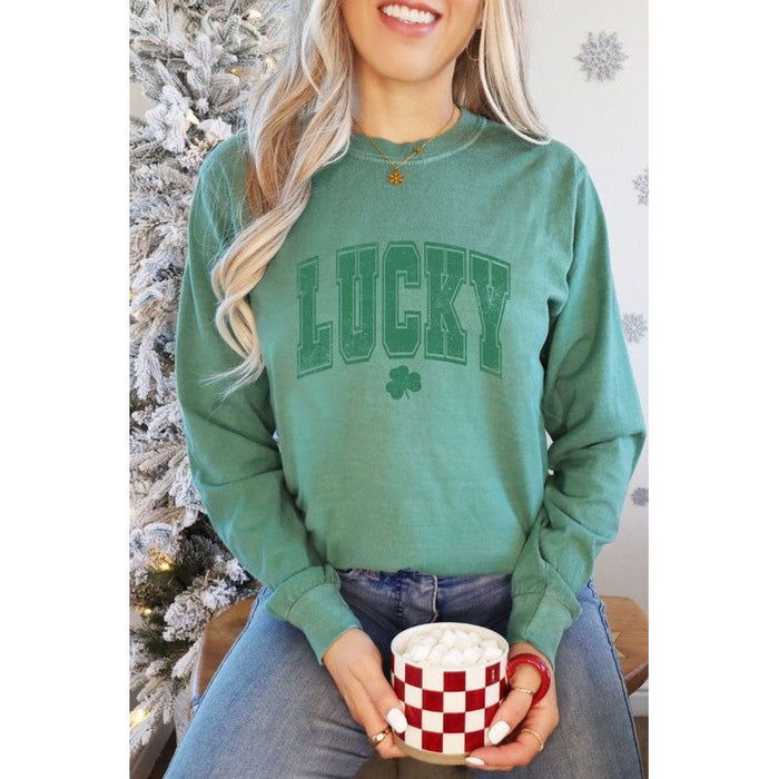 Lucky St Patrick's Day Comfort Colors Long Sleeve