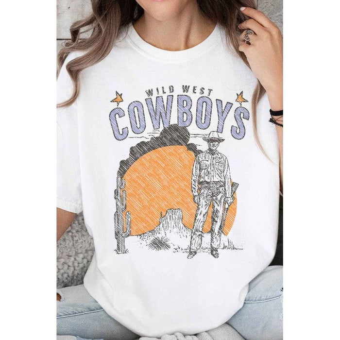 WILD WEST COWBOYS WESTERN OVERSIZED GRAPHIC TEE