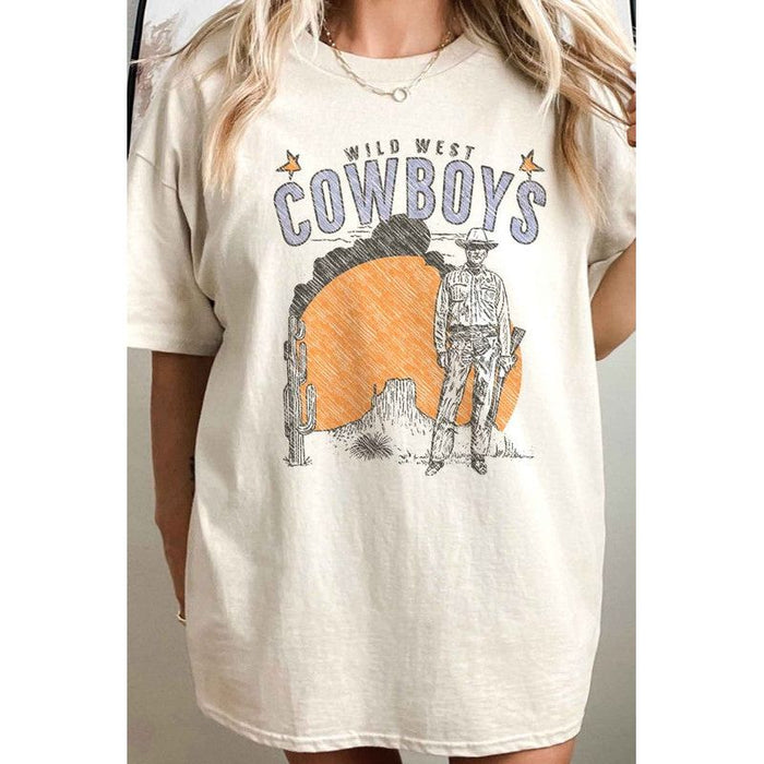 WILD WEST COWBOYS WESTERN OVERSIZED GRAPHIC TEE