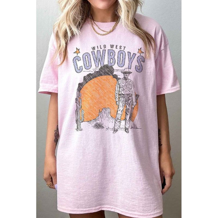 WILD WEST COWBOYS WESTERN OVERSIZED GRAPHIC TEE