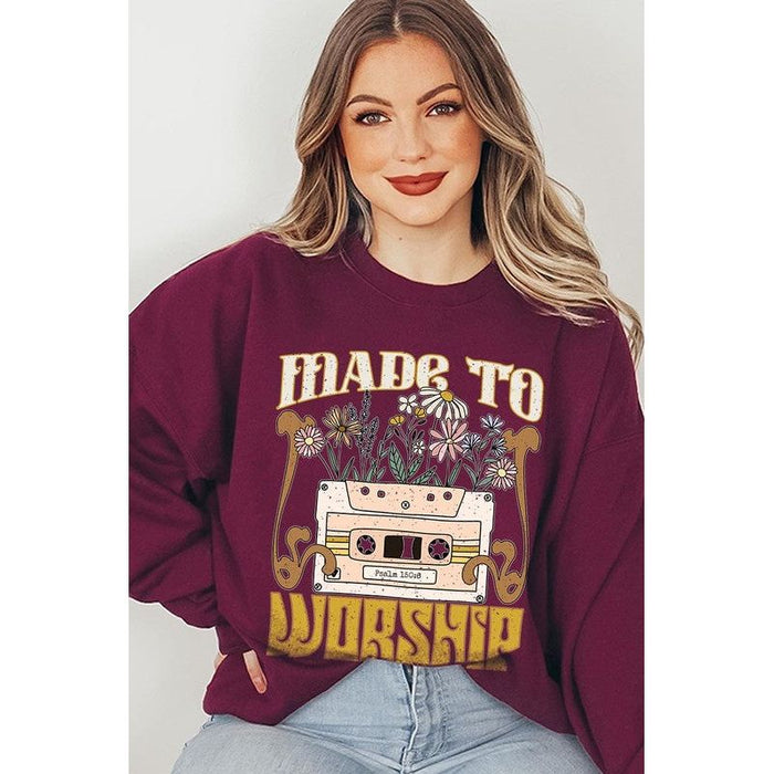 Worship Psalm Cassette Graphic Fleece Sweatshirts