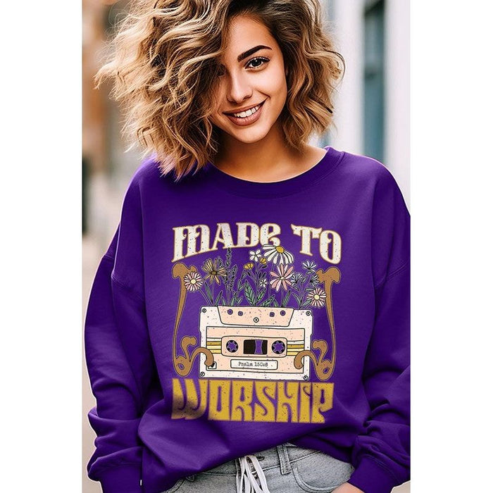 Worship Psalm Cassette Graphic Fleece Sweatshirts