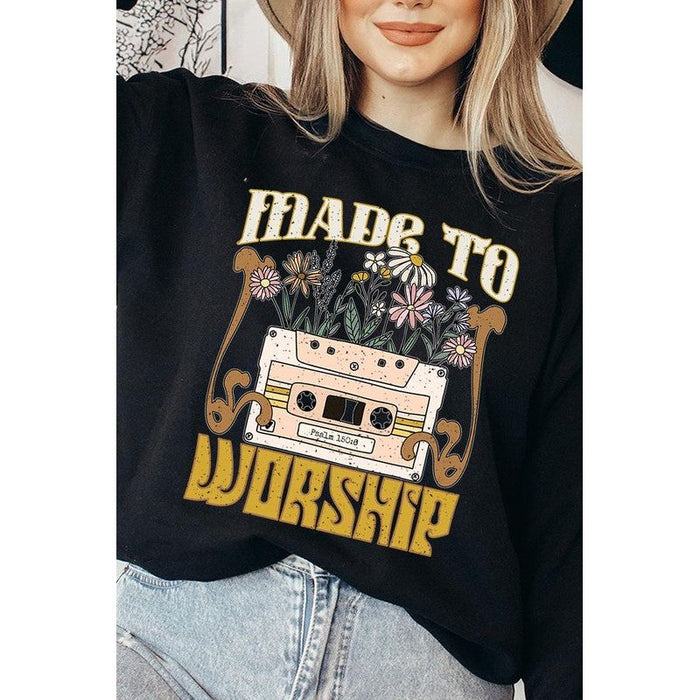 Worship Psalm Cassette Graphic Fleece Sweatshirts