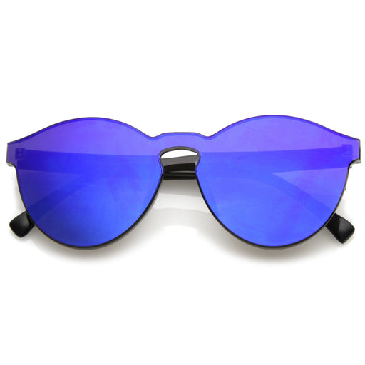 zeroUV 1980's Futuristic Monoblock Mirrored Flat Lens Sunglasses C123 Sunglasses