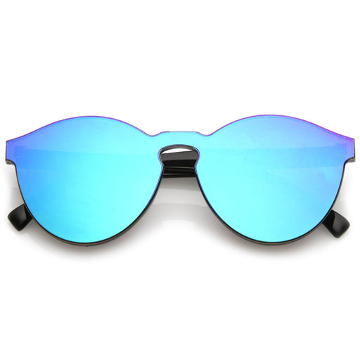 zeroUV 1980's Futuristic Monoblock Mirrored Flat Lens Sunglasses C123 Sunglasses