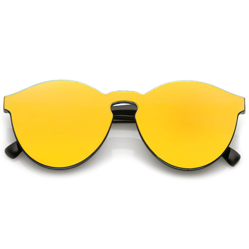 zeroUV 1980's Futuristic Monoblock Mirrored Flat Lens Sunglasses C123 Sunglasses