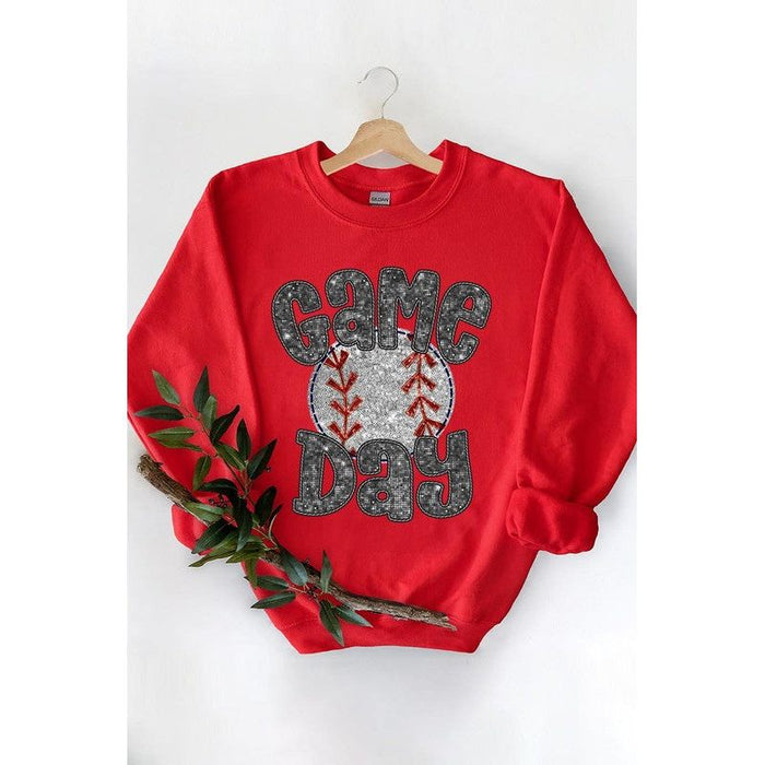 Baseball Game Day Faux Sequins Graphic Sweatshirts