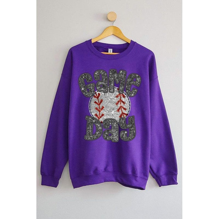 Baseball Game Day Faux Sequins Graphic Sweatshirts