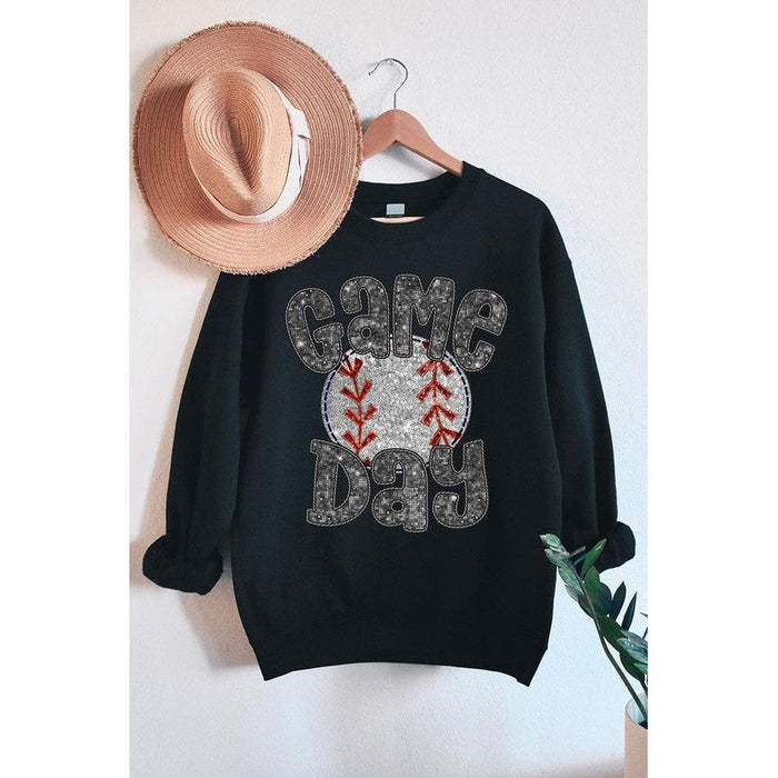 Baseball Game Day Faux Sequins Graphic Sweatshirts